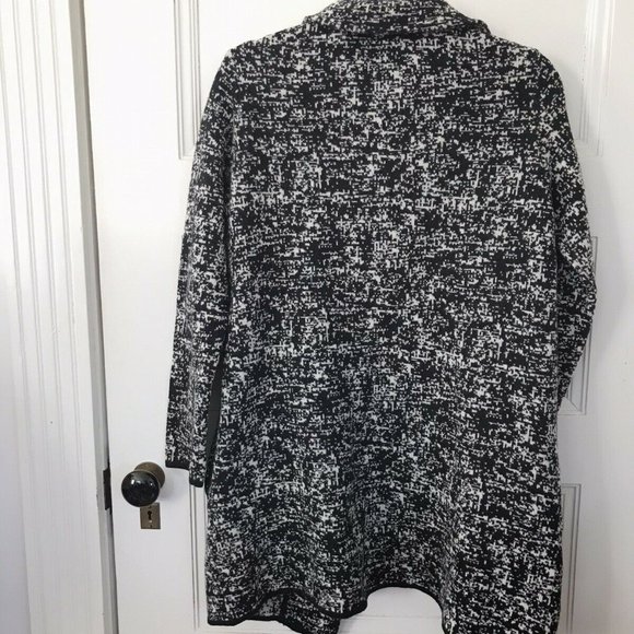 Chiaramente Black White Wool Blend Cardigan Coat - Picture 3 of 5